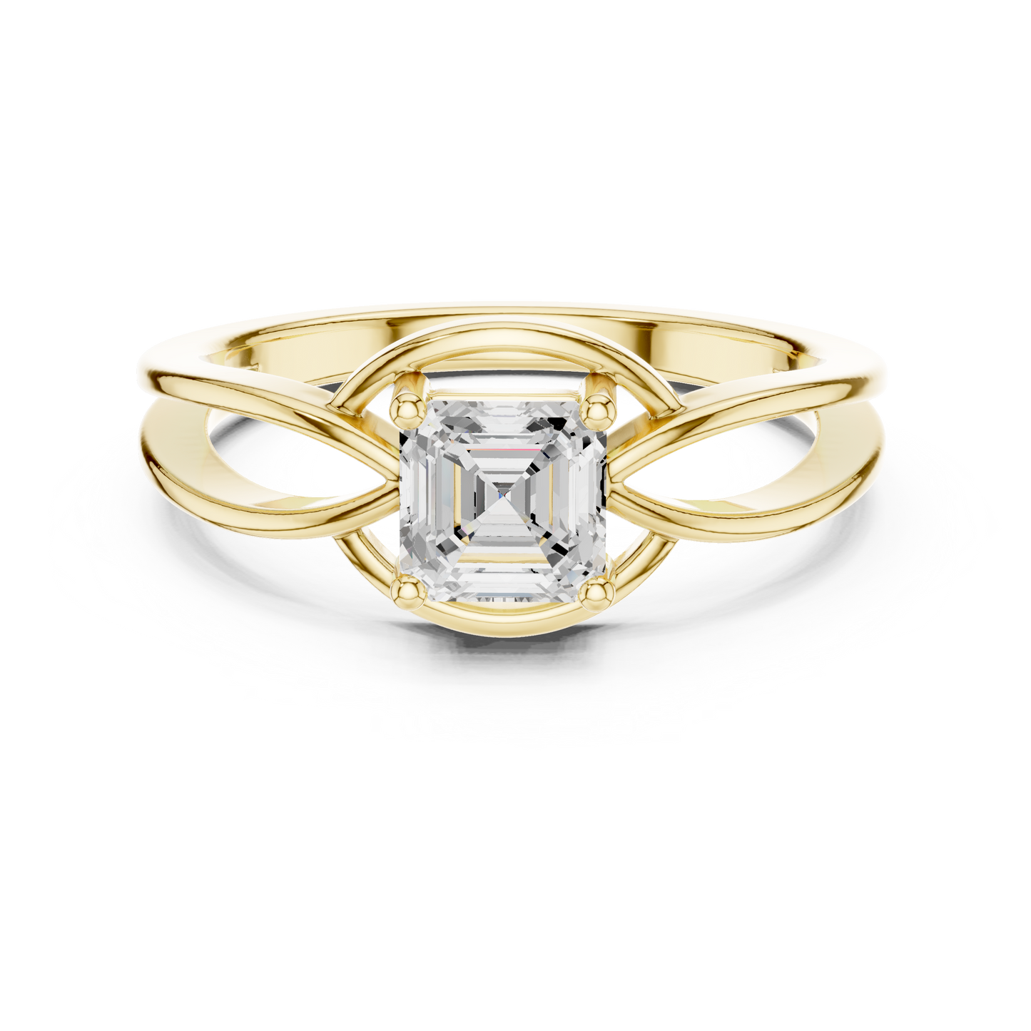 Asscher Cut Diamond Infinity Twist Solitaire Ring