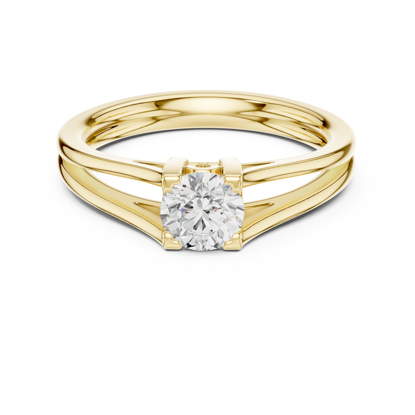 Round Cut Diamond Solitaire Split-Shank Ring