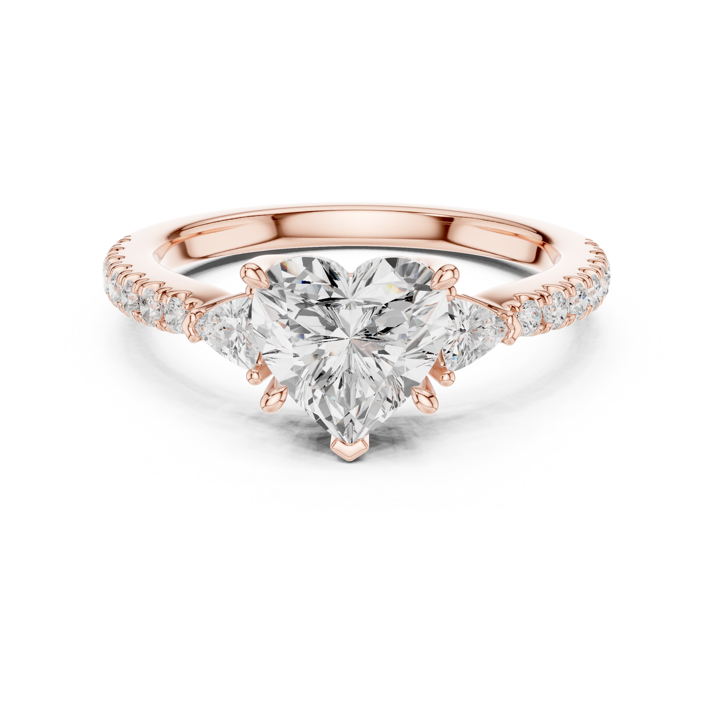 Heart-Cut Diamond Three-Stone Engagement Ring