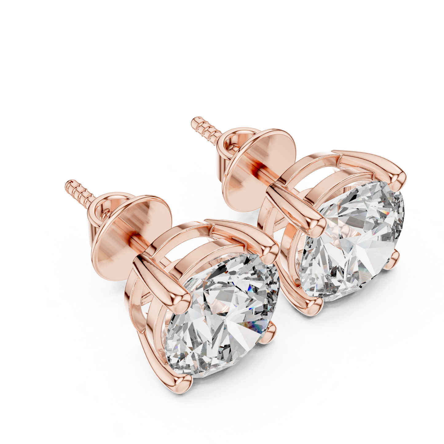 Classic Round Brilliant Cut Diamond Solitaire Stud Earrings