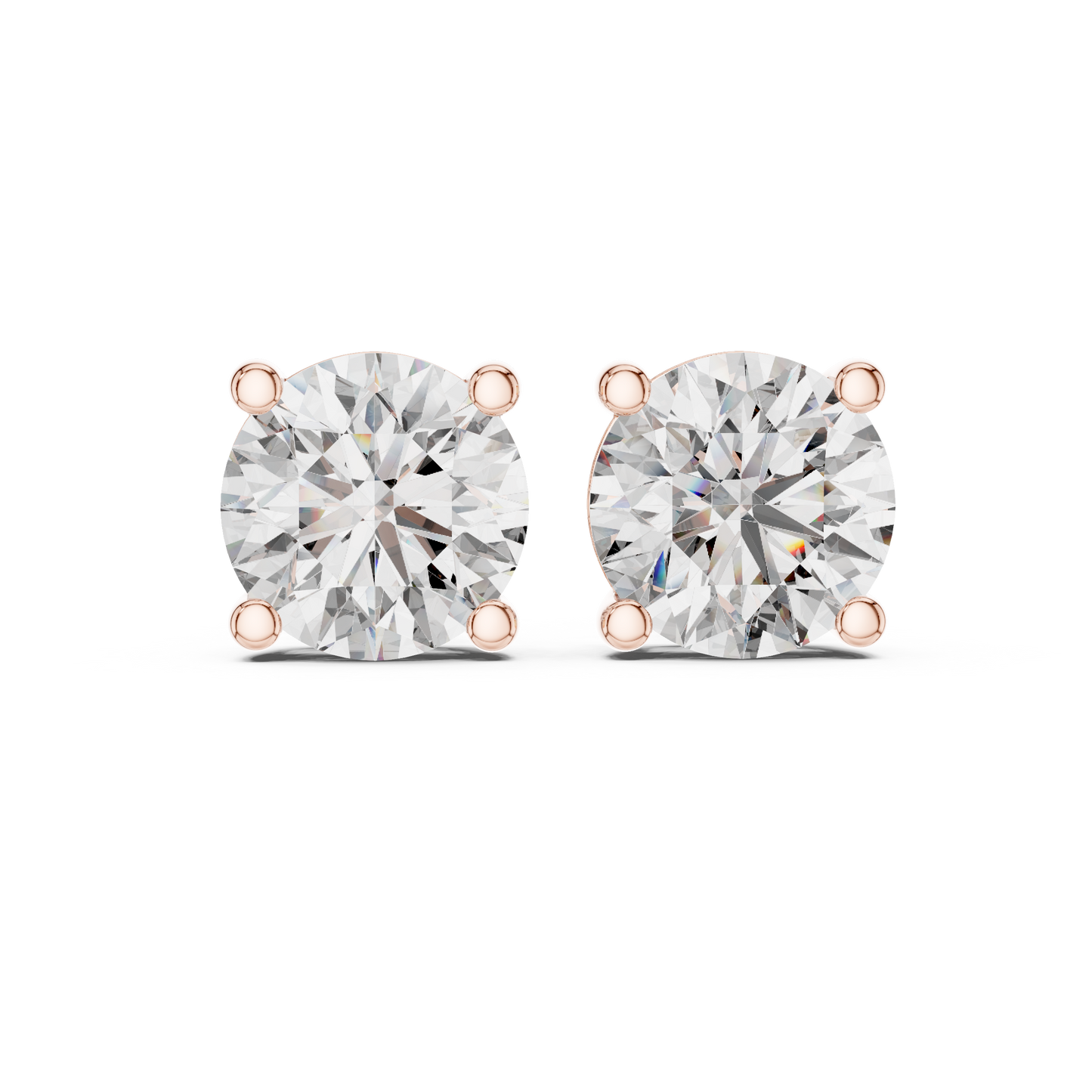 Classic Round Brilliant Cut Diamond Solitaire Stud Earrings