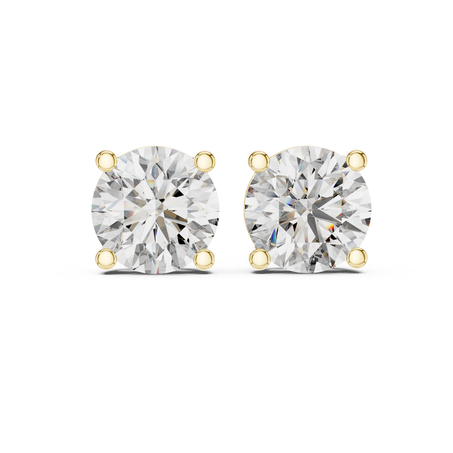Classic Round Brilliant Cut Diamond Solitaire Stud Earrings
