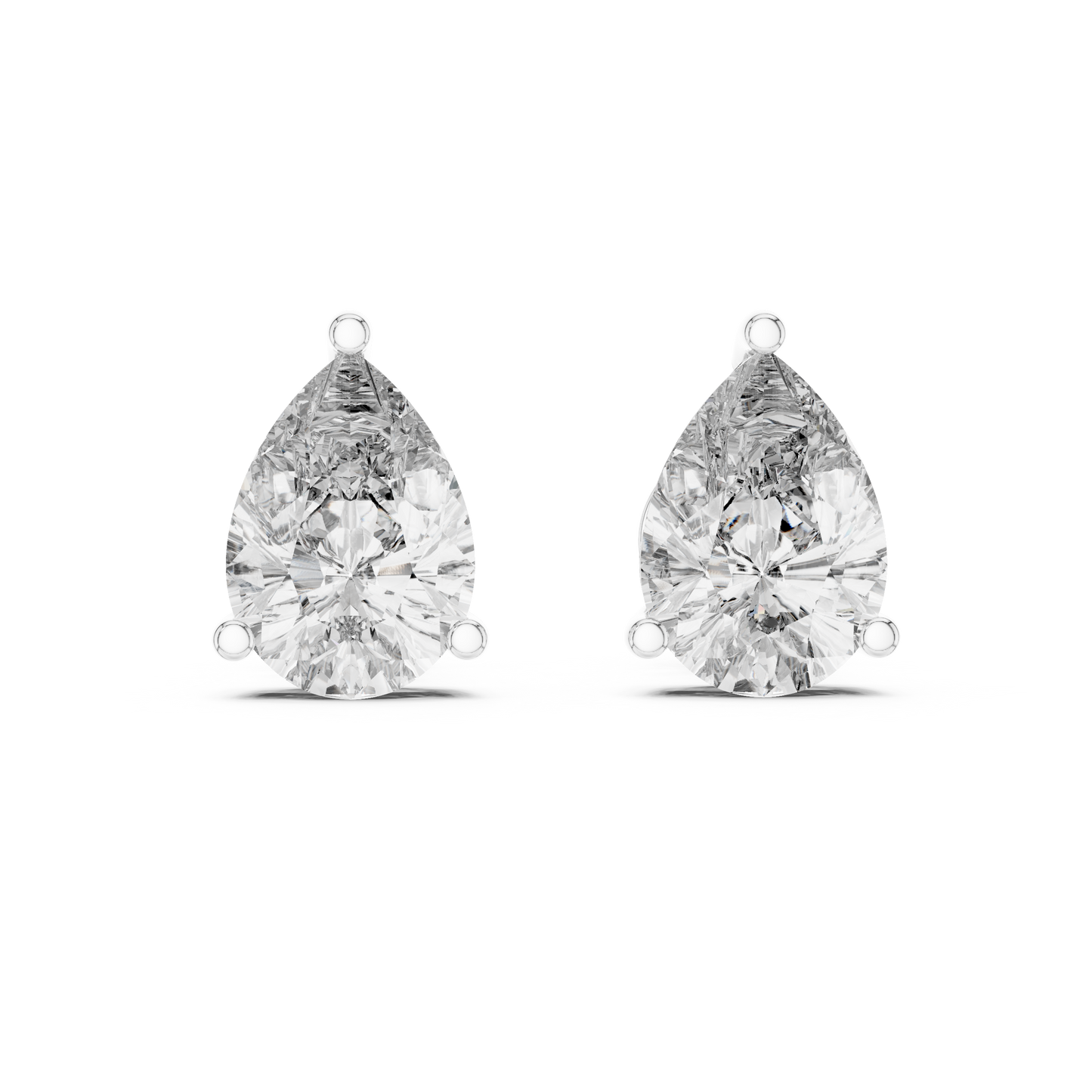 Elegant Pear-Cut Diamond Solitaire Stud Earrings