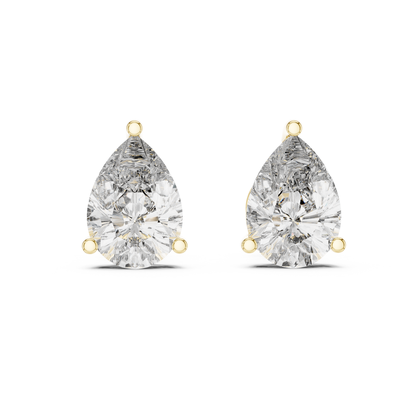 Elegant Pear-Cut Diamond Solitaire Stud Earrings