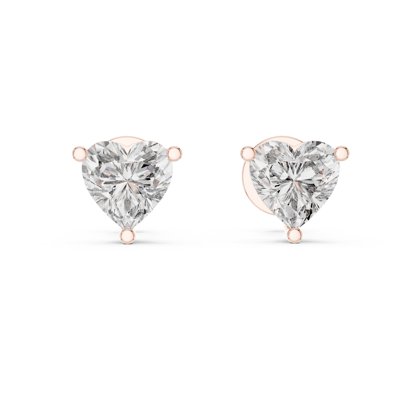 Heart-Shaped Diamond Stud Earrings