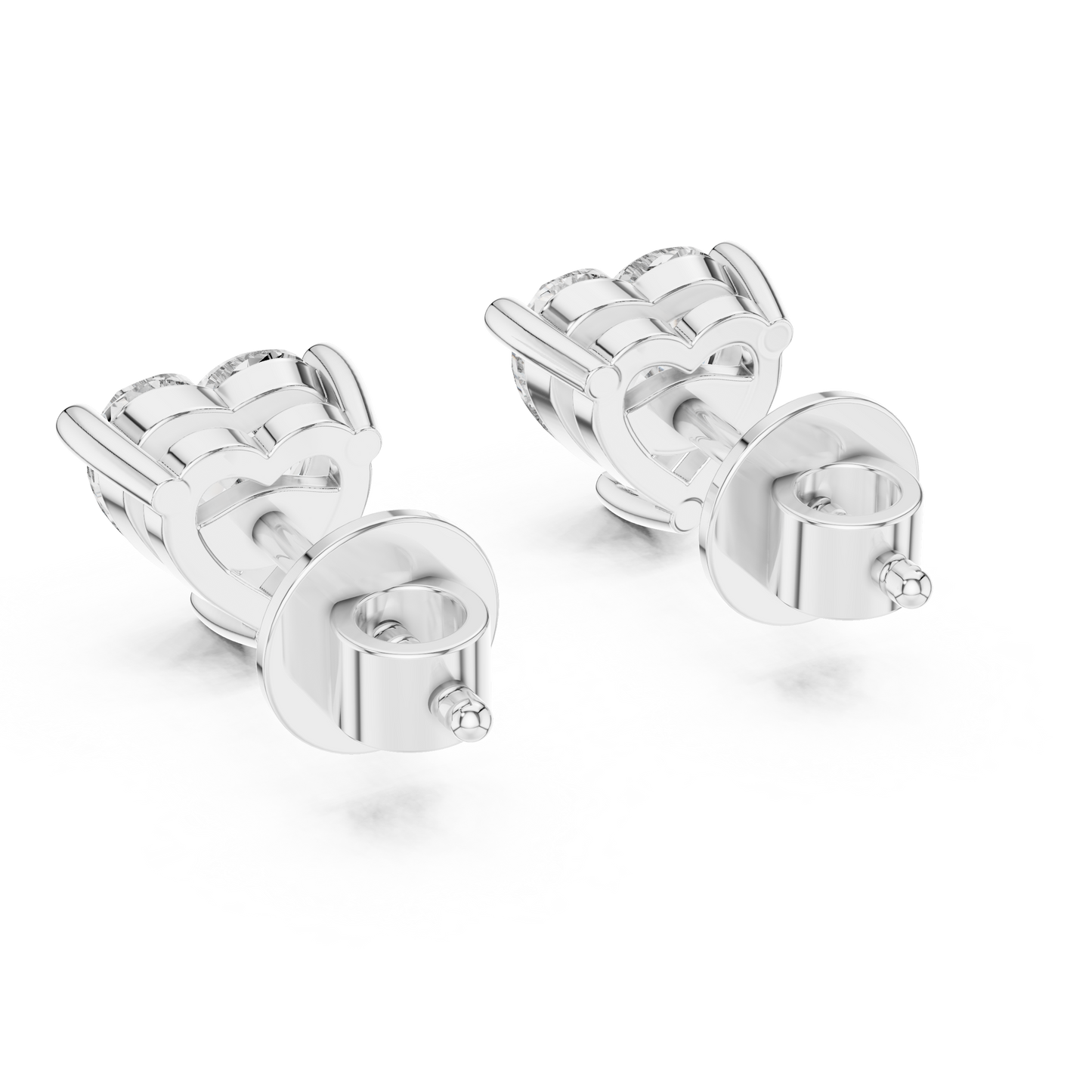 Heart-Shaped Diamond Stud Earrings