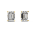 Elegant Emerald-Cut Diamond Solitaire Stud Earrings