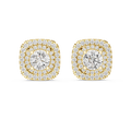 Cushion-Style Double Halo Diamond Statement Studs