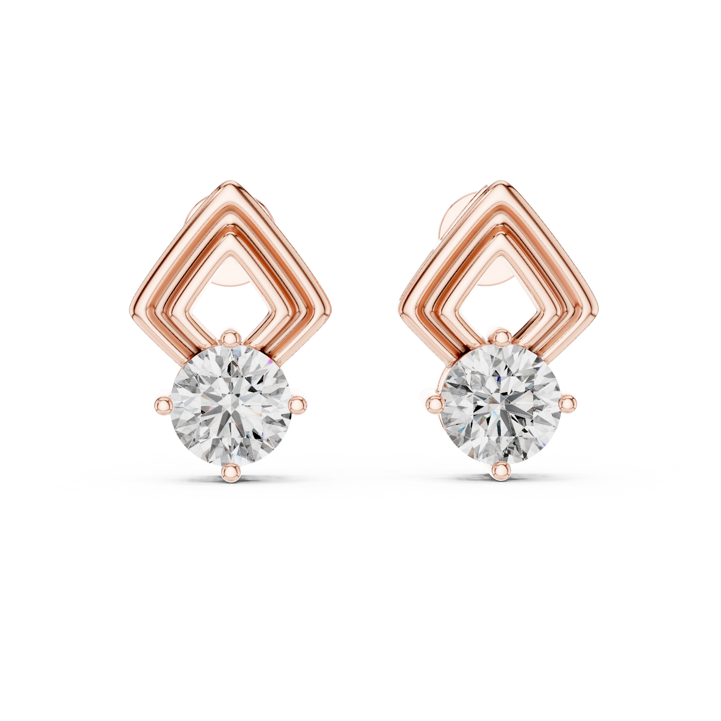 Geometric Chevron Diamond Stud Earrings