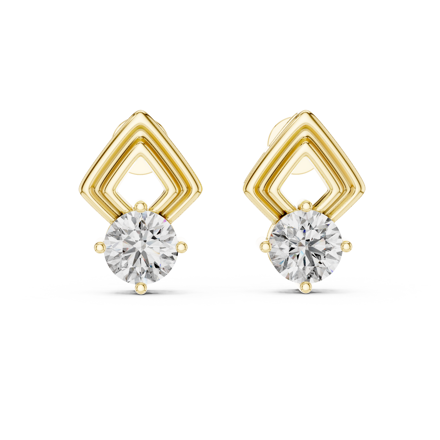 Geometric Chevron Diamond Stud Earrings