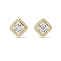 Diamond Kite-Set Square Halo Stud Earrings