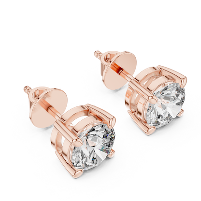 Round Brilliant Diamond Stud Earrings – Classic 4 Prong Solitaire