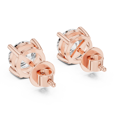 Round Brilliant Diamond Stud Earrings – Classic 4 Prong Solitaire