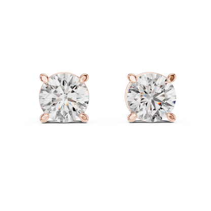 Round Brilliant Diamond Stud Earrings – Classic 4 Prong Solitaire