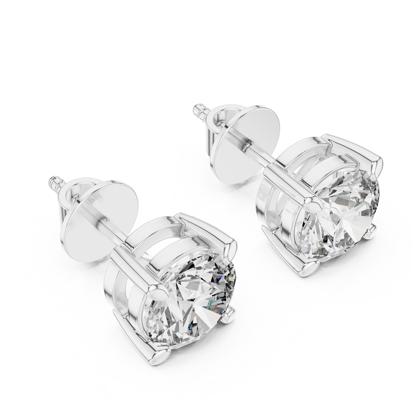 Round Brilliant Diamond Stud Earrings – Classic 4 Prong Solitaire
