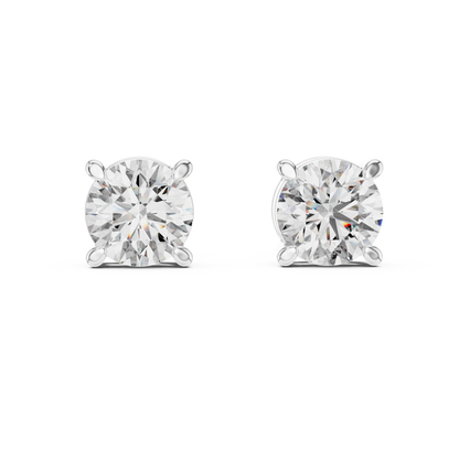 Round Brilliant Diamond Stud Earrings – Classic 4 Prong Solitaire