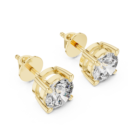 Round Brilliant Diamond Stud Earrings – Classic 4 Prong Solitaire