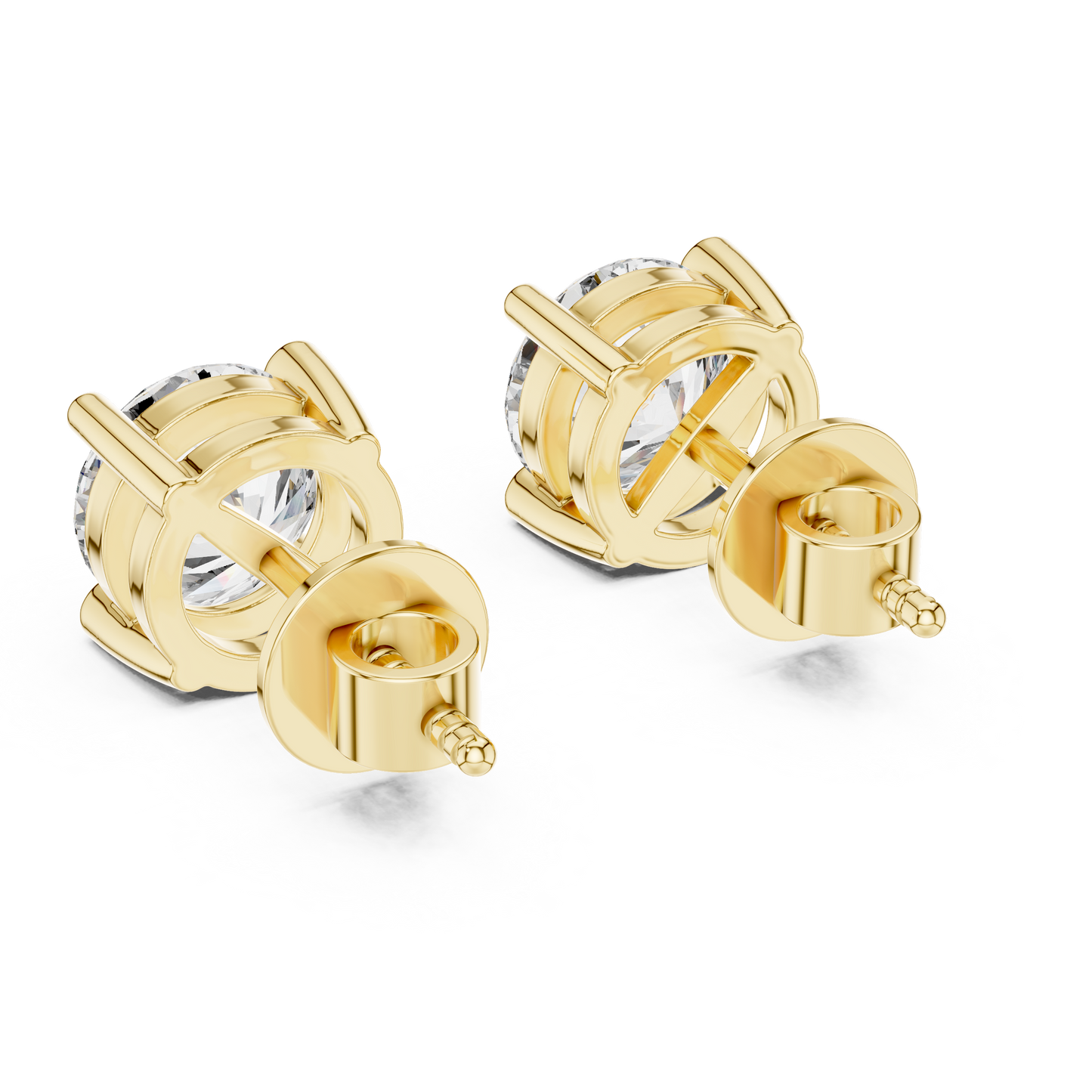 Round Brilliant Diamond Stud Earrings – Classic 4 Prong Solitaire