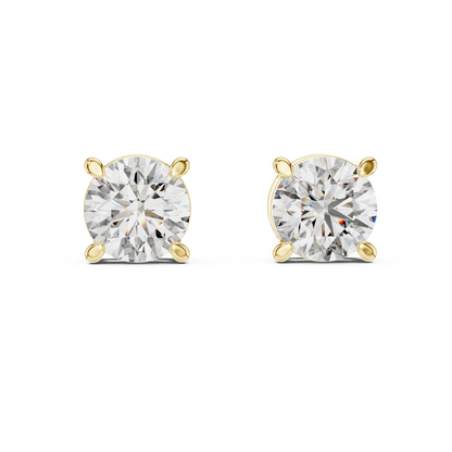 Round Brilliant Diamond Stud Earrings – Classic 4 Prong Solitaire
