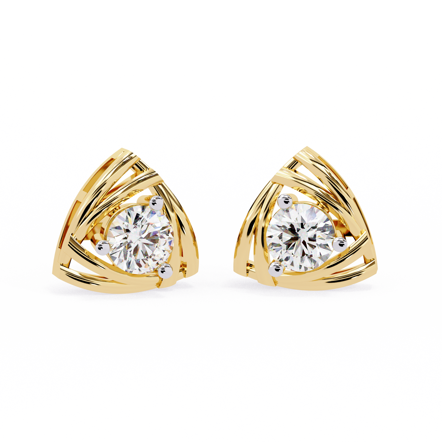 Triad Spark Diamond Earrings Yellow Gold
