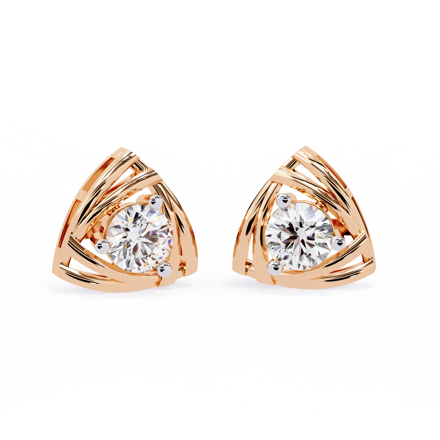 Triad Spark Diamond Earrings Rose Gold