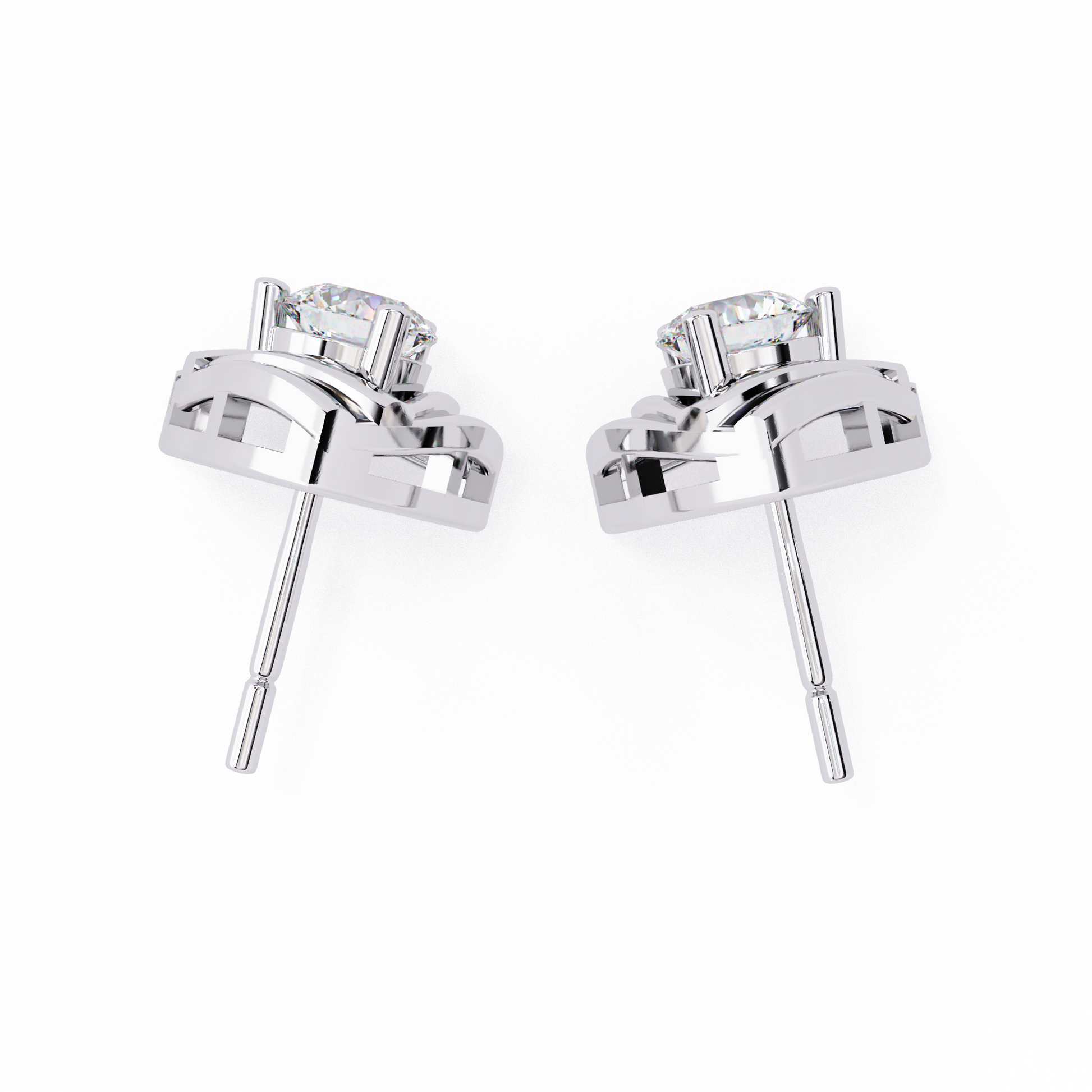 Triad Spark Diamond Earrings White Gold