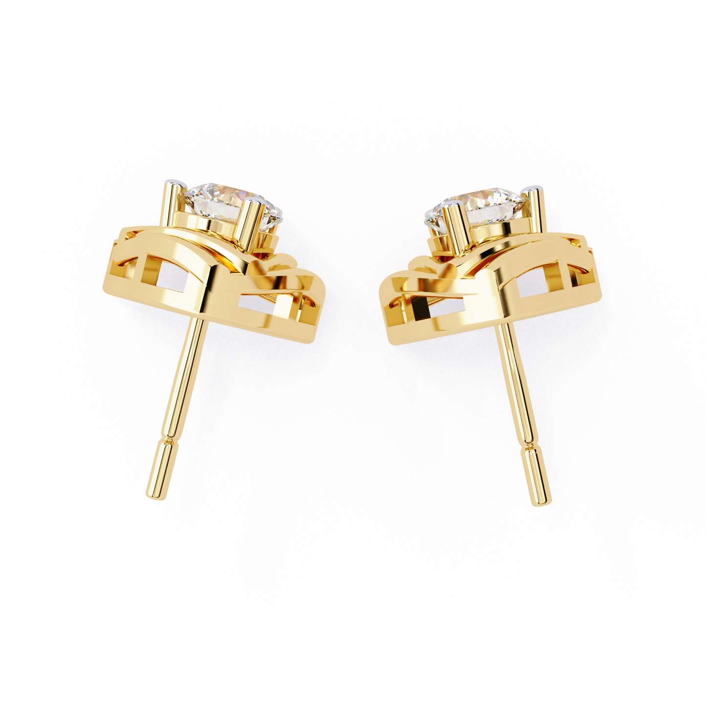 Triad Spark Diamond Earrings Yellow Gold