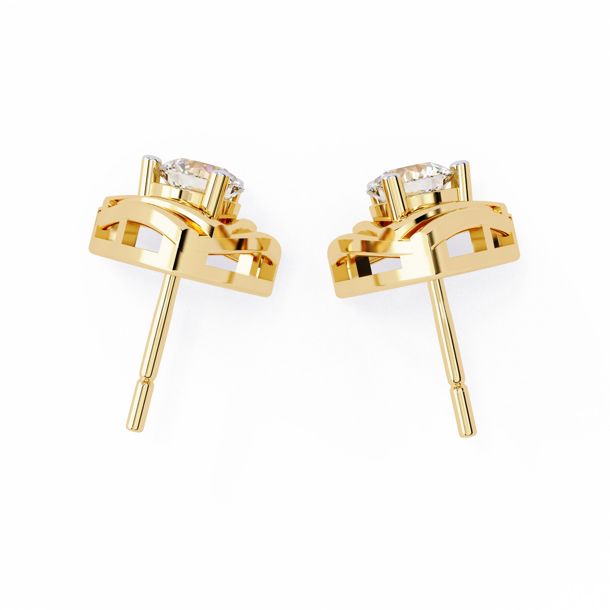 Triad Spark Diamond Earrings Yellow Gold