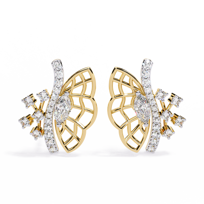 Fluttering Diamond Butterfly Earrings Yellow Gold