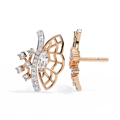Fluttering Diamond Butterfly Earrings Rose Gold