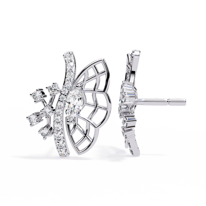 Fluttering Diamond Butterfly Earrings White Gold