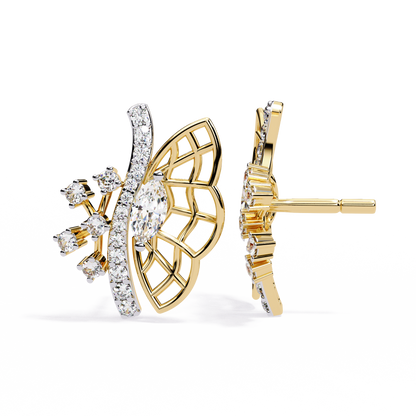Fluttering Diamond Butterfly Earrings Yellow Gold