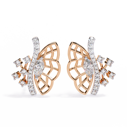 Fluttering Diamond Butterfly Earrings Rose Gold