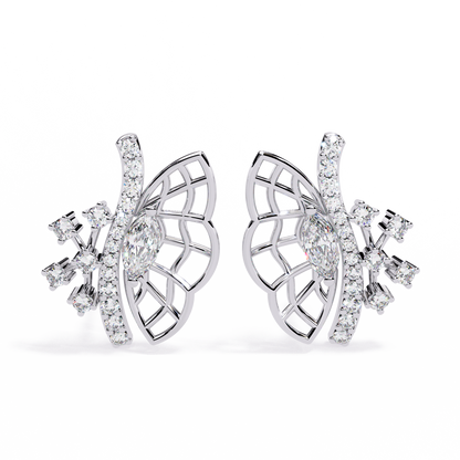 Fluttering Diamond Butterfly Earrings White Gold