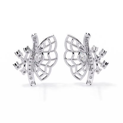 Fluttering Diamond Butterfly Earrings White Gold