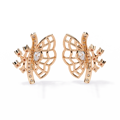 Fluttering Diamond Butterfly Earrings Rose Gold