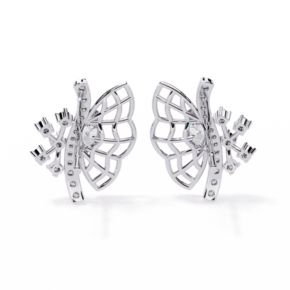 Fluttering Diamond Butterfly Earrings White Gold