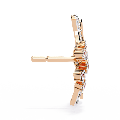 Fluttering Diamond Butterfly Earrings Rose Gold