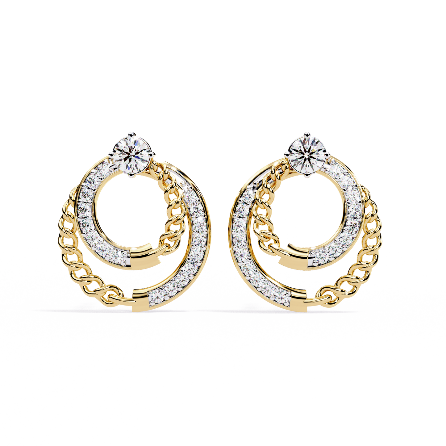 Radiant Loop Diamond Earrings Yellow Gold
