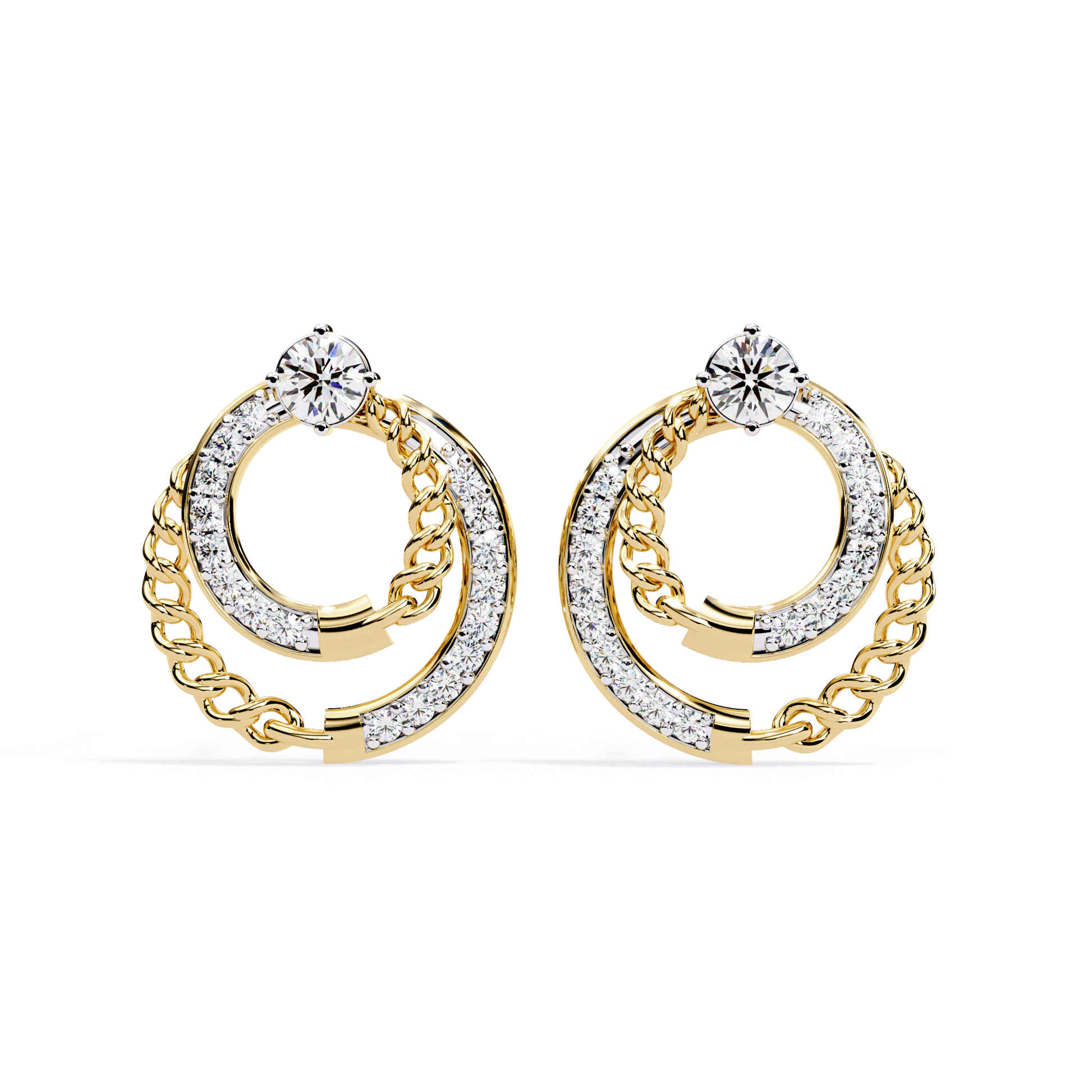 Radiant Loop Diamond Earrings Yellow Gold