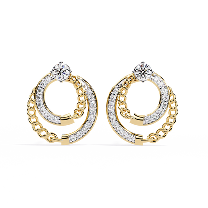 Radiant Loop Diamond Earrings Yellow Gold