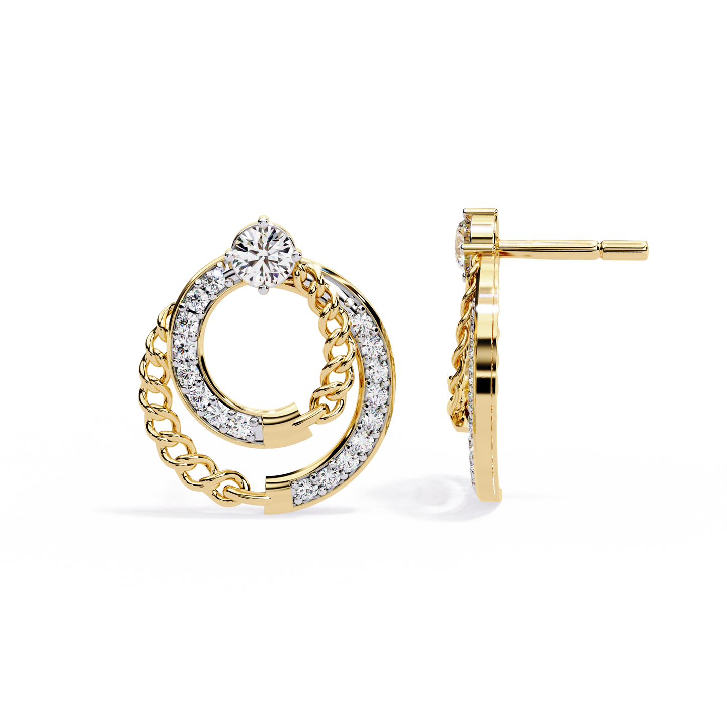 Radiant Loop Diamond Earrings Yellow Gold