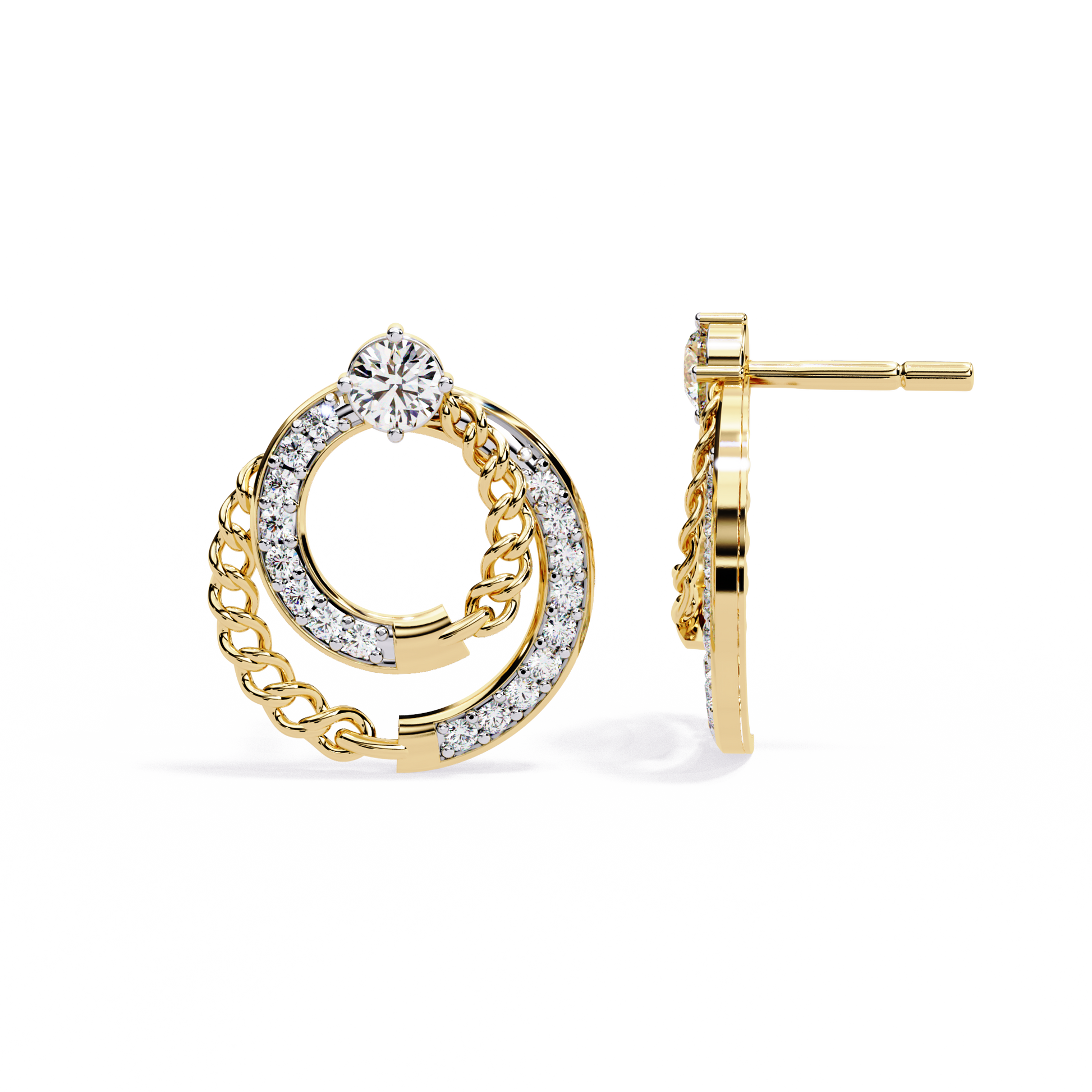 Radiant Loop Diamond Earrings Yellow Gold