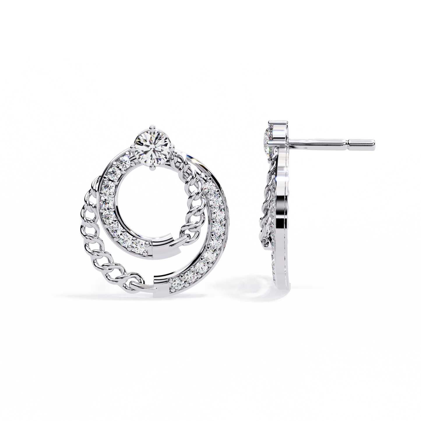 Radiant Loop Diamond Earrings White Gold