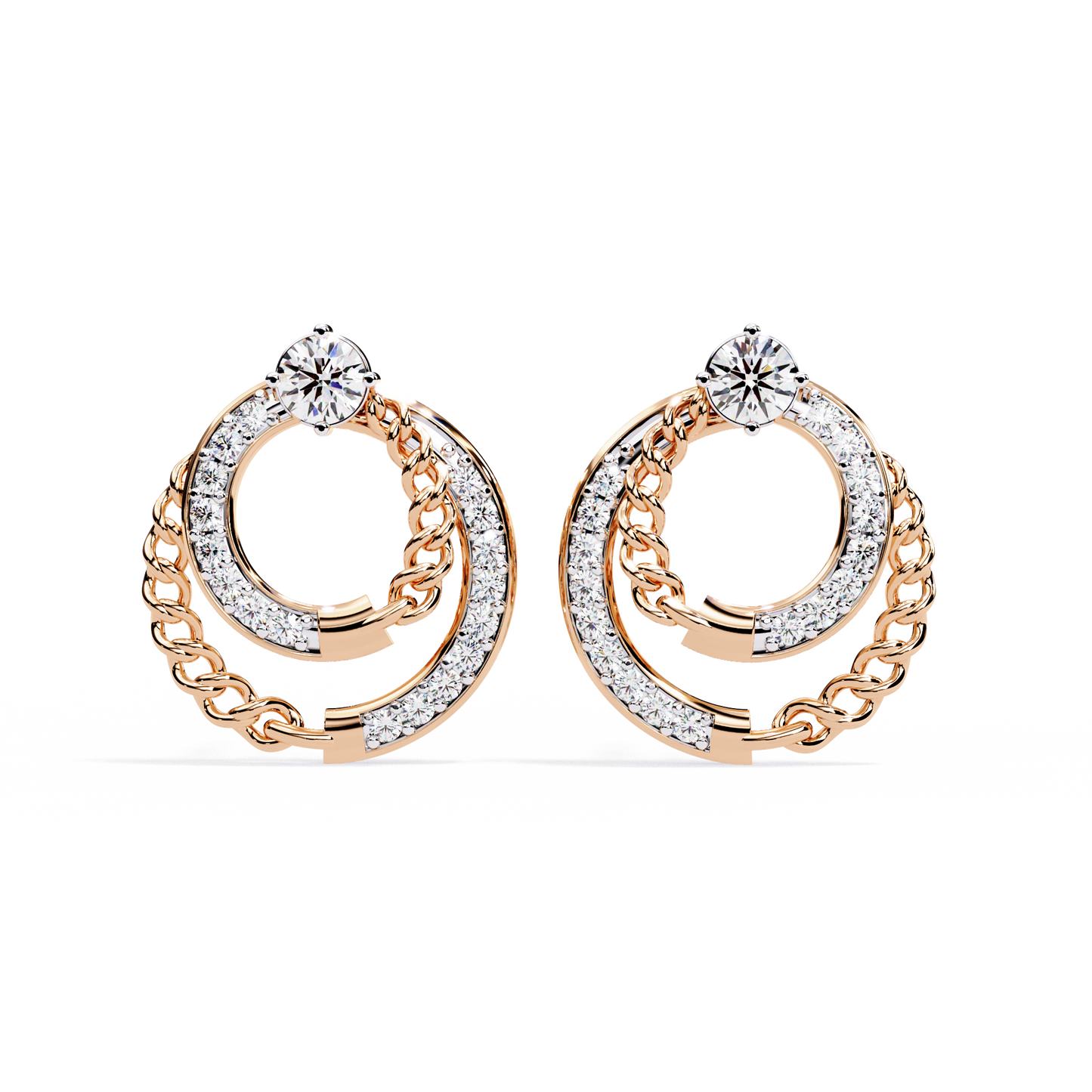Radiant Loop Diamond Earrings Rose Gold