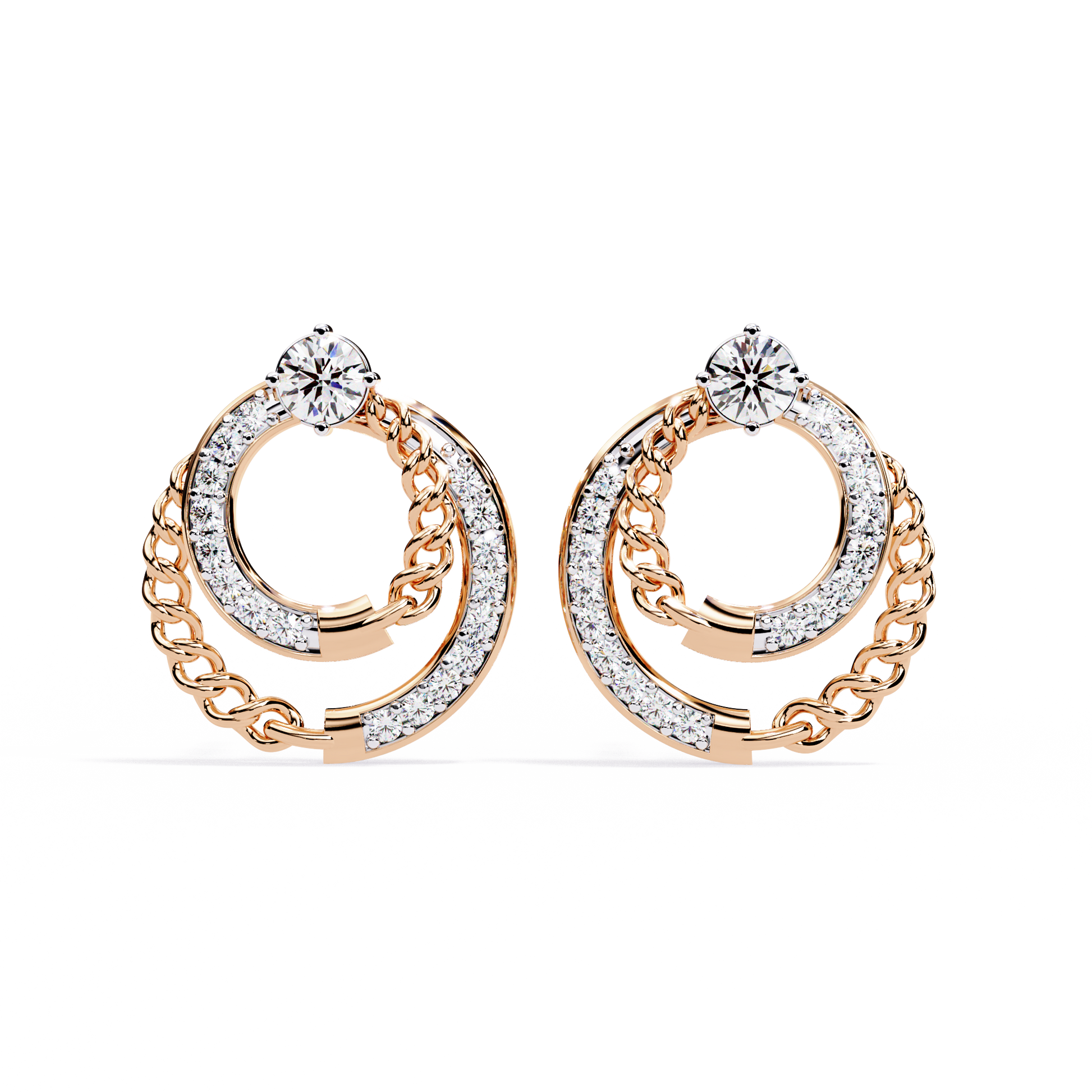 Radiant Loop Diamond Earrings Rose Gold