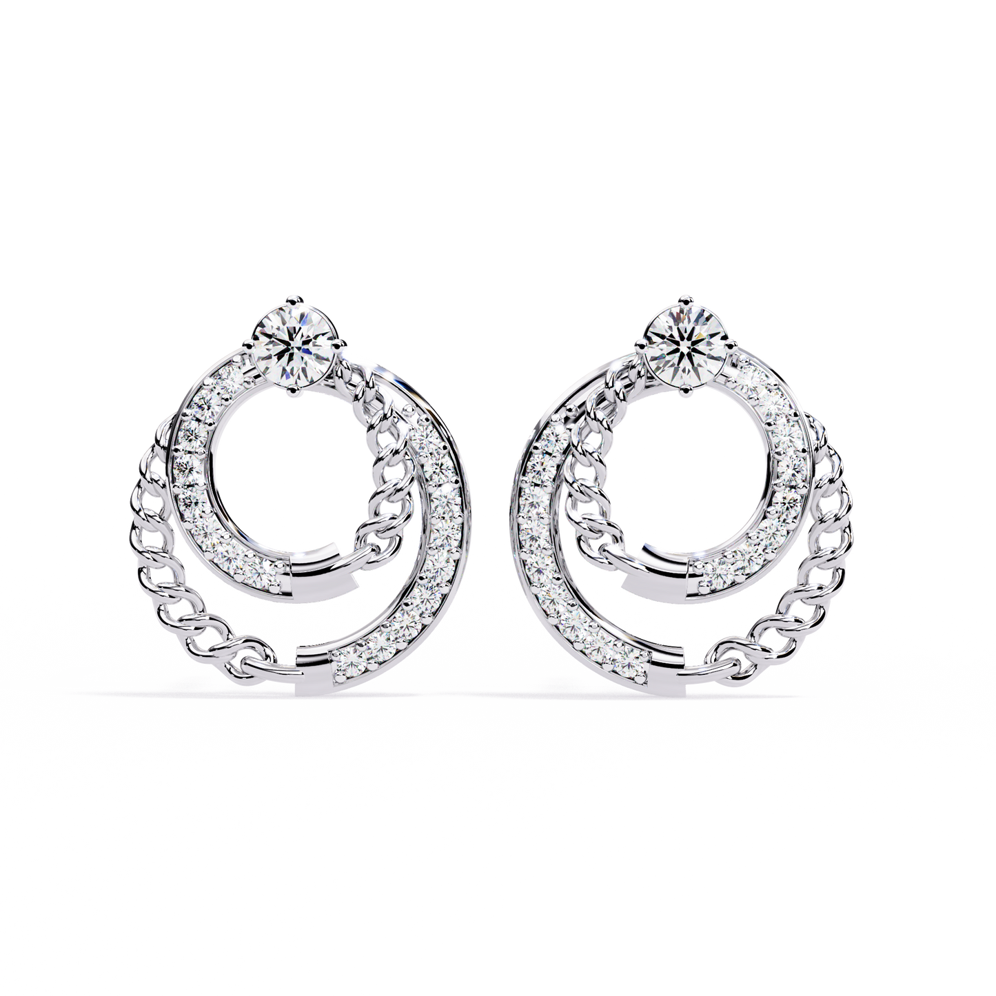 Radiant Loop Diamond Earrings White Gold