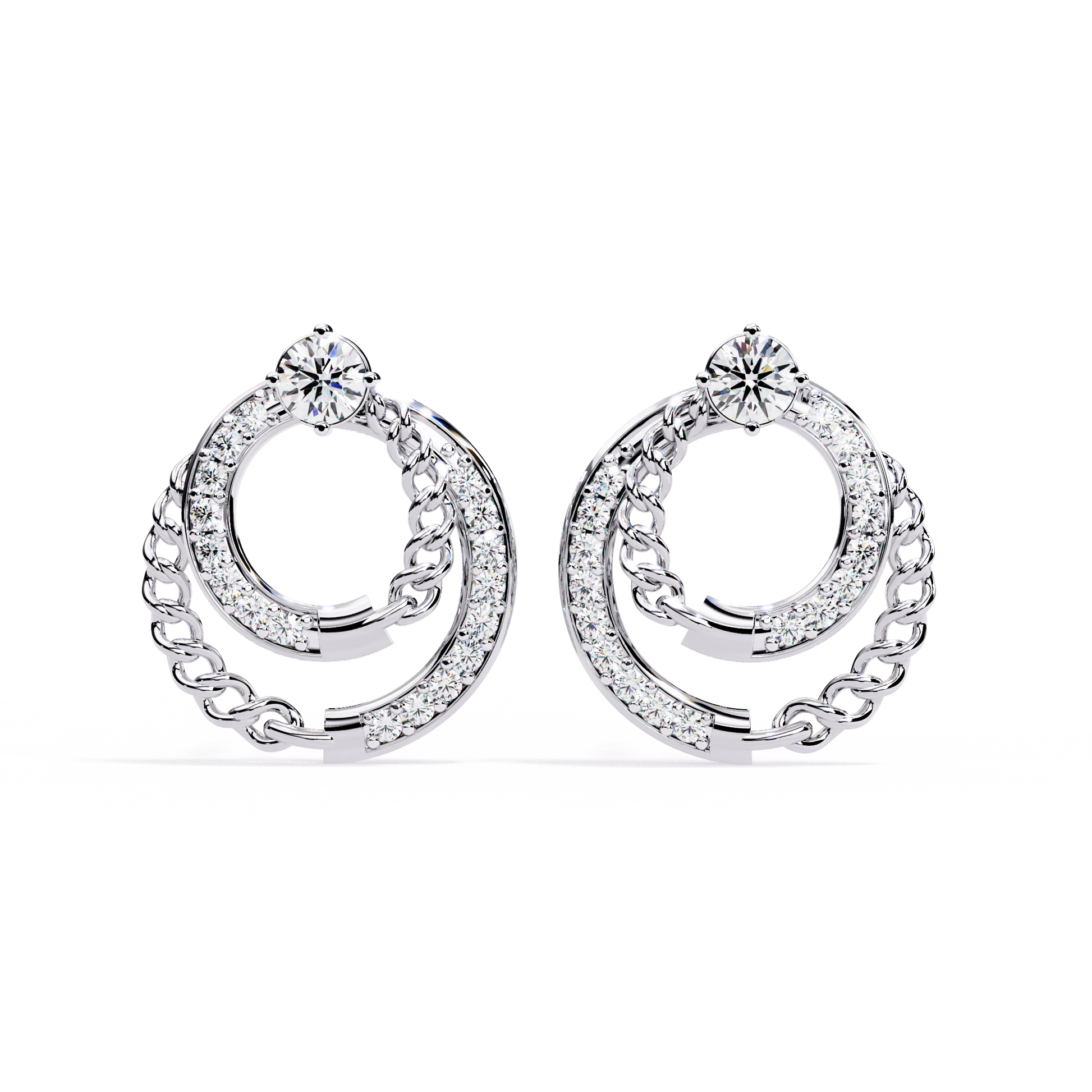 Radiant Loop Diamond Earrings White Gold