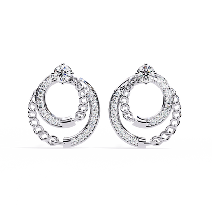Radiant Loop Diamond Earrings White Gold