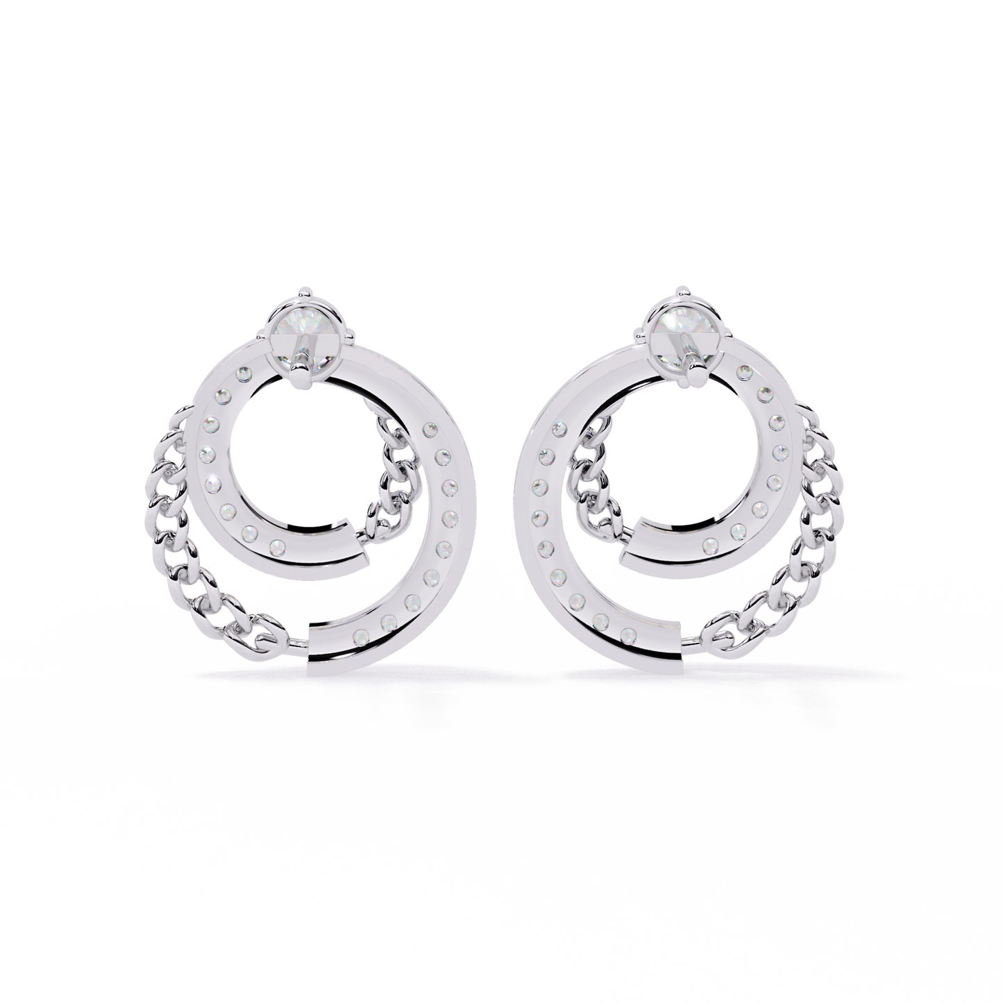 Radiant Loop Diamond Earrings White Gold